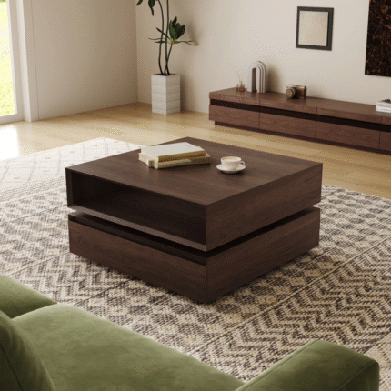 Elementra 31.5'' Square Rotatable Wood Coffee Table With Open Storage Space