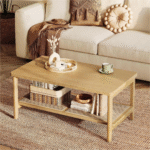 Moderna Curve Designer Coffee Table With Smooth Curved Edges, Premium Wooden Finish And Contemporary Living Room Style