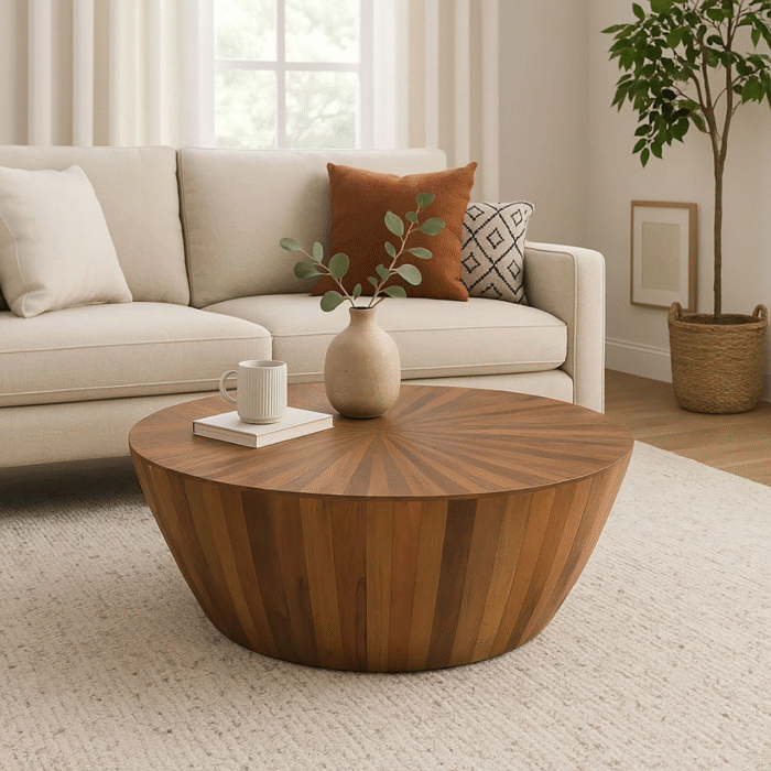 Eclipse Handcrafted Nesting Coffee Table Set With Sleek Wooden Base and Contemporary Minimalist Look - Image 1