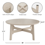 Urban Loom Scandinavian Style Living Room Coffee Table with Minimalist Design and Smooth Finish - Image 6