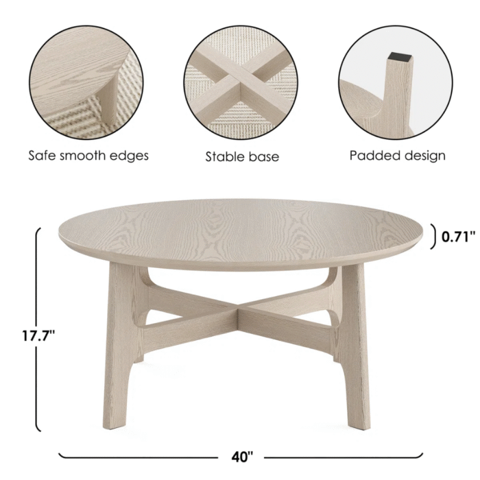 Urban Loom Scandinavian Style Living Room Coffee Table with Minimalist Design and Smooth Finish - Image 6
