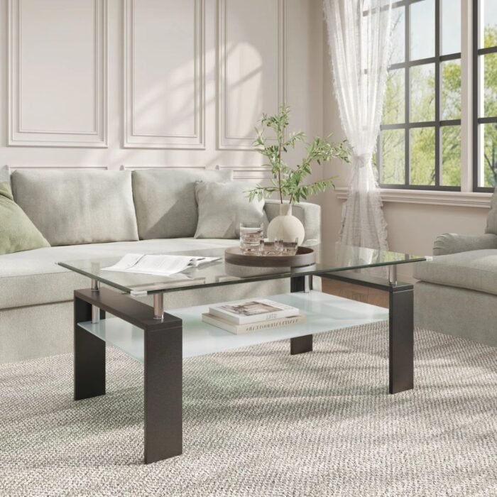 VistaHaven Living Room Table,Rectangle Coffee Table With Storage - Image 2