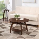 LoomEdge Elegant Round Coffee Table With Lower Storage Shelf, Polished Top And Modern Aesthetic Design - Image 2
