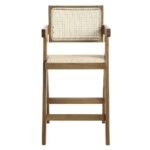 Walnut Cane Rattan Solid Beech Wood Counter Stool - Image 4