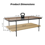 Solara Nesting Modern Glass Coffee Table With 2 Shelves,Center Table With Brown Glass Top And Metal Leg For Living Room - Image 9