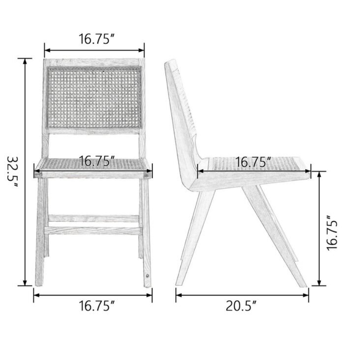 Solid Wood Cane Side Chair (Set of 2) - Image 4