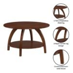 LoomEdge Elegant Round Coffee Table With Lower Storage Shelf, Polished Top And Modern Aesthetic Design - Image 4