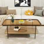 Solara Nesting Modern Glass Coffee Table With 2 Shelves,Center Table With Brown Glass Top And Metal Leg For Living Room - Image 3