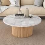 Ethereal Aura Marbled Wood Round Coffee Table - Image 3