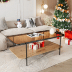 Solara Nesting Modern Glass Coffee Table With 2 Shelves,Center Table With Brown Glass Top And Metal Leg For Living Room - Image 4