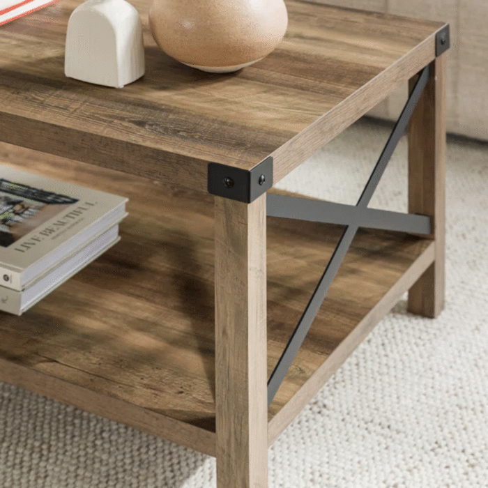 NovaBloom Designer Coffee Table With Open Storage Shelf, Elegant Wooden Texture And Strong Build - Image 5