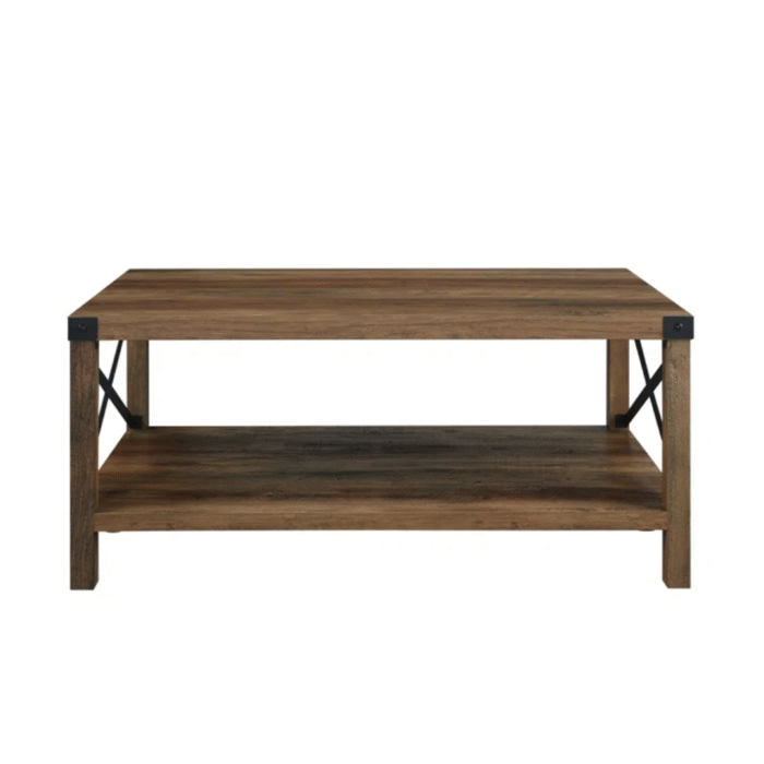 NovaBloom Designer Coffee Table With Open Storage Shelf, Elegant Wooden Texture And Strong Build - Image 4