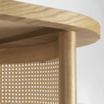 Zenora Luxe 48" Oval Solid White Oak Rattan Coffee Table - Image 5