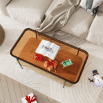 Solara Nesting Modern Glass Coffee Table With 2 Shelves,Center Table With Brown Glass Top And Metal Leg For Living Room - Image 7