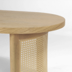 Zenora Luxe 48" Oval Solid White Oak Rattan Coffee Table - Image 6