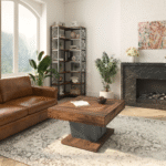 AuricNest Rustic Solid Wood Square Coffee Table with Vintage Charm - Image 3