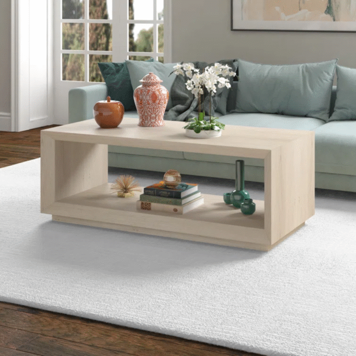 AuraStone Premium Solid Wood Coffee Table With Smooth Polished Finish And Elegant Contemporary Design - Image 2