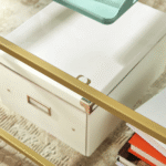 Prismora 39.4" W Rectangle Glass Top Coffee Table with Storage - Image 5