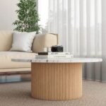 Ethereal Aura Marbled Wood Round Coffee Table - Image 2