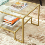 Prismora 39.4" W Rectangle Glass Top Coffee Table with Storage - Image 8
