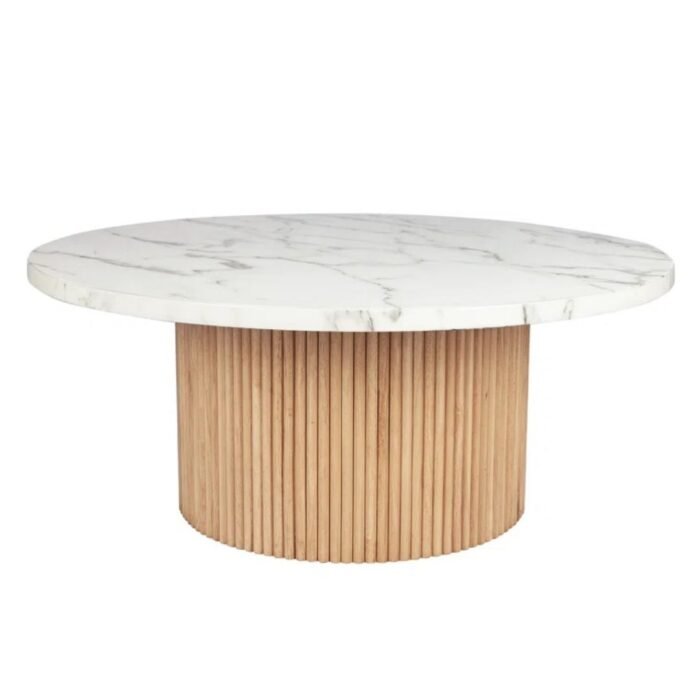 Ethereal Aura Marbled Wood Round Coffee Table - Image 4
