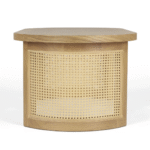 Zenora Luxe 48" Oval Solid White Oak Rattan Coffee Table - Image 9