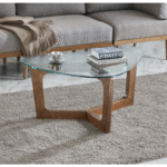 Tranquil Premium Glass Top Coffee Table With Solid Wood Frame and Elegant Contemporary Design For Living Room