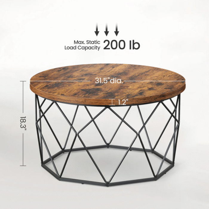 RusticNova Solid Wood Coffee Table wWith Spacious Rectangular Surface, Sturdy Legs And Rustic Contemporary Living Room Design - Image 7