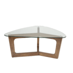 Tranquil Premium Glass Top Coffee Table With Solid Wood Frame and Elegant Contemporary Design For Living Room - Image 5