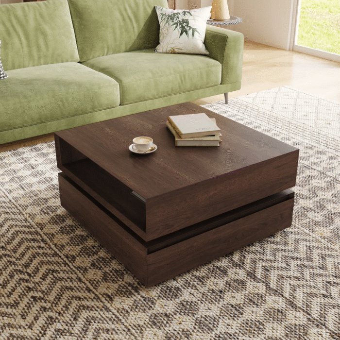 Elementra 31.5'' Square Rotatable Wood Coffee Table With Open Storage Space - Image 2