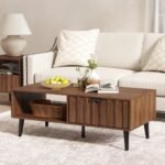 Urban Loom Coffee Table With 2 Fluted Drawers And Solid Wood Legs - Image 5