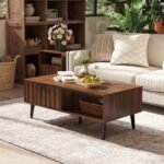 Urban Loom Coffee Table With 2 Fluted Drawers And Solid Wood Legs - Image 4
