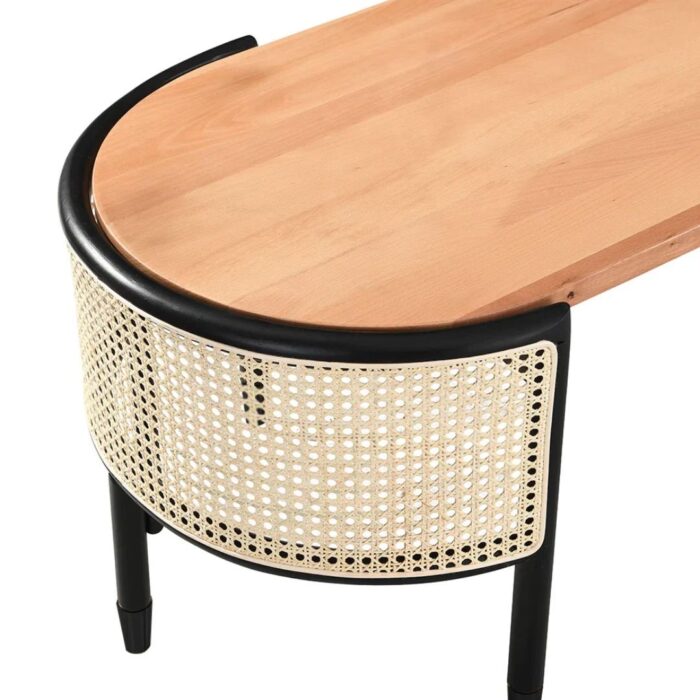 Cane Rattan Solid Wood Oval Coffee Table - Image 5
