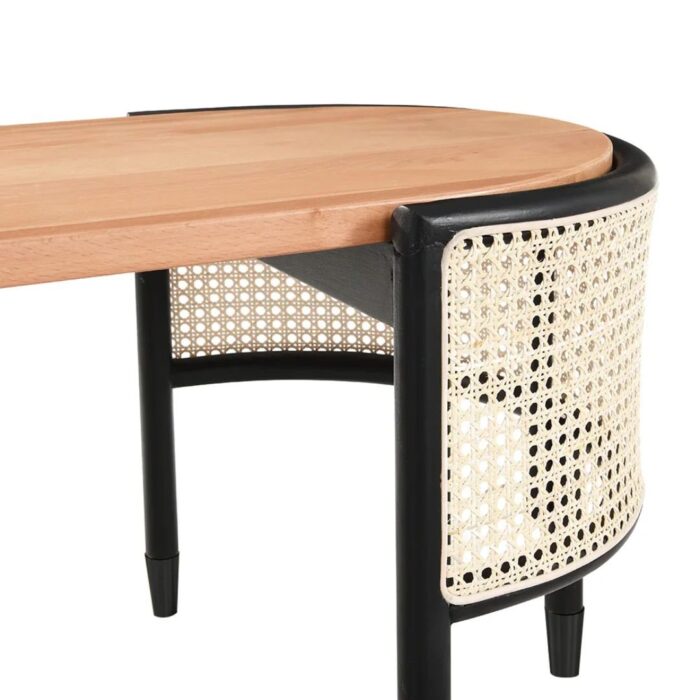 Cane Rattan Solid Wood Oval Coffee Table - Image 6
