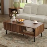 Urban Loom Coffee Table With 2 Fluted Drawers And Solid Wood Legs