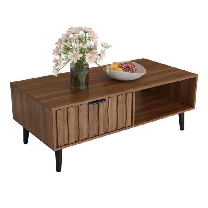 Urban Loom Coffee Table With 2 Fluted Drawers And Solid Wood Legs - Image 6
