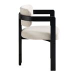 Wooden Curved Oak Frame Upholstered Chair, Champagne Velvet Black Frame - Image 4