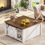 TimberGlow Solid Wood Coffee Table With Wide Surface, Polished Finish And Contemporary Minimalist Living Room Design