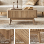 TerraBloom Premium Solid Wood Coffee Table With Spacious Surface, Contemporary Design And Elegant Living Room Styling - Image 5