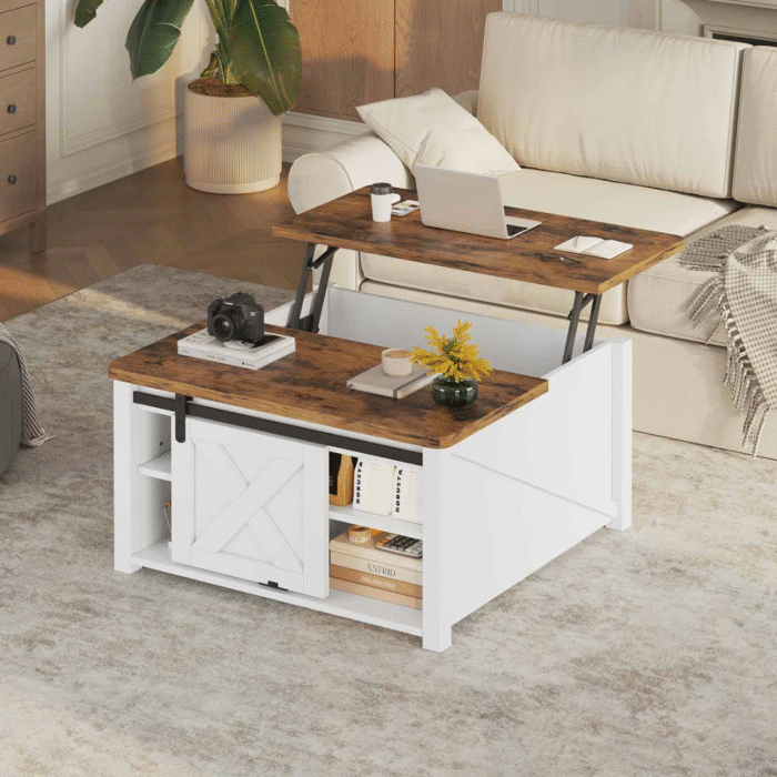 TimberGlow Solid Wood Coffee Table With Wide Surface, Polished Finish And Contemporary Minimalist Living Room Design - Image 3