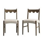 Wooden Set of 2 Dining Chairs, Oatmeal Fabric | Silver Oak Frame - Image 2