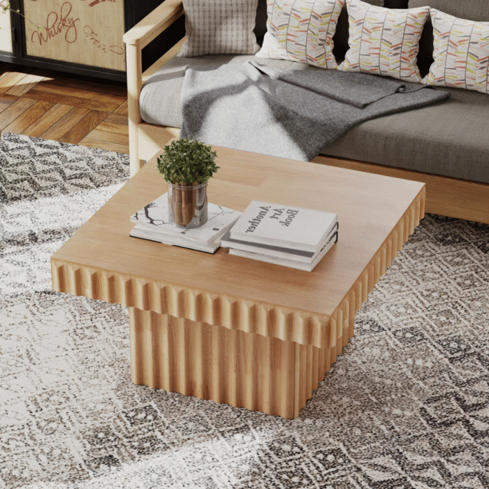 MysticLoom Rustic Charm Wooden Coffee Table With Natural Texture and Strong Build - Image 2