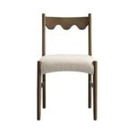Wooden Set of 2 Dining Chairs, Oatmeal Fabric | Silver Oak Frame - Image 5
