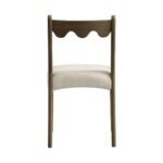 Wooden Set of 2 Dining Chairs, Oatmeal Fabric | Silver Oak Frame - Image 6