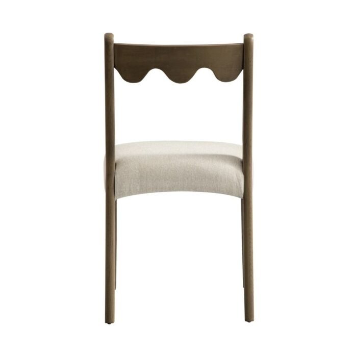 Wooden Set of 2 Dining Chairs, Oatmeal Fabric | Silver Oak Frame - Image 6
