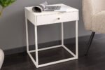 White Frame With Drawer Bedside Table