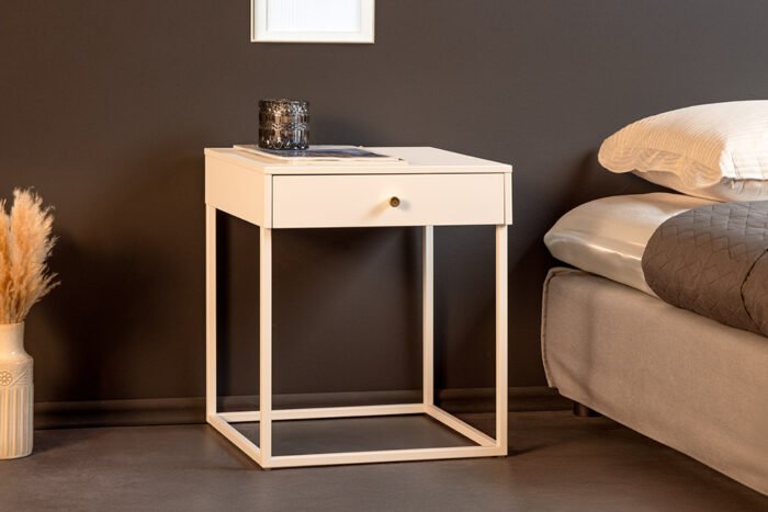 White Frame With Drawer Bedside Table - Image 2