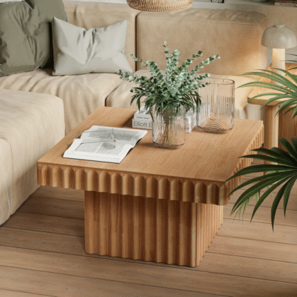 MysticLoom Rustic Charm Wooden Coffee Table With Natural Texture and Strong Build