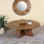 UrbanAxis Round Mango Wood Coffee Table 120cm - Image 2