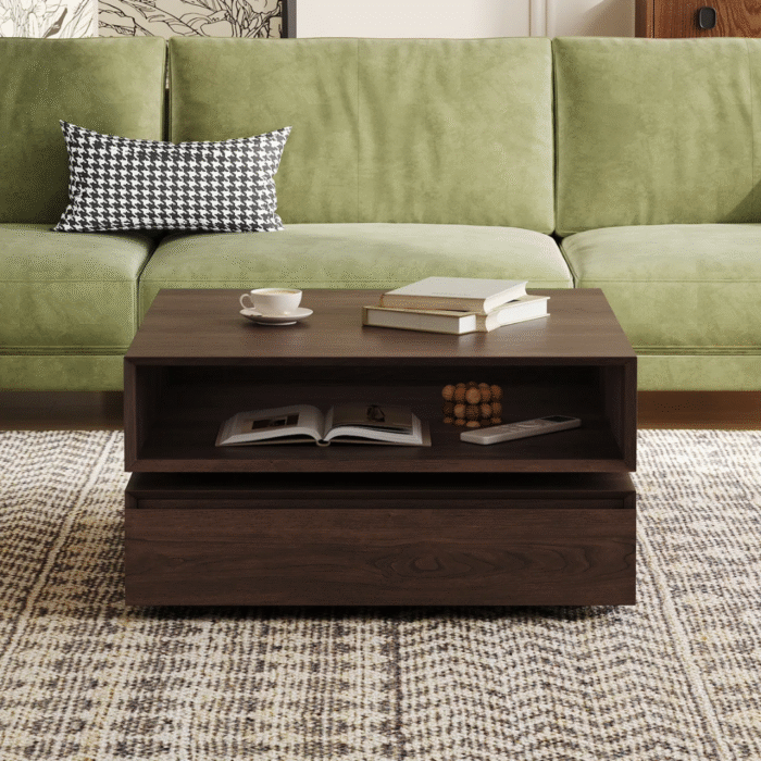 Elementra 31.5'' Square Rotatable Wood Coffee Table With Open Storage Space - Image 3